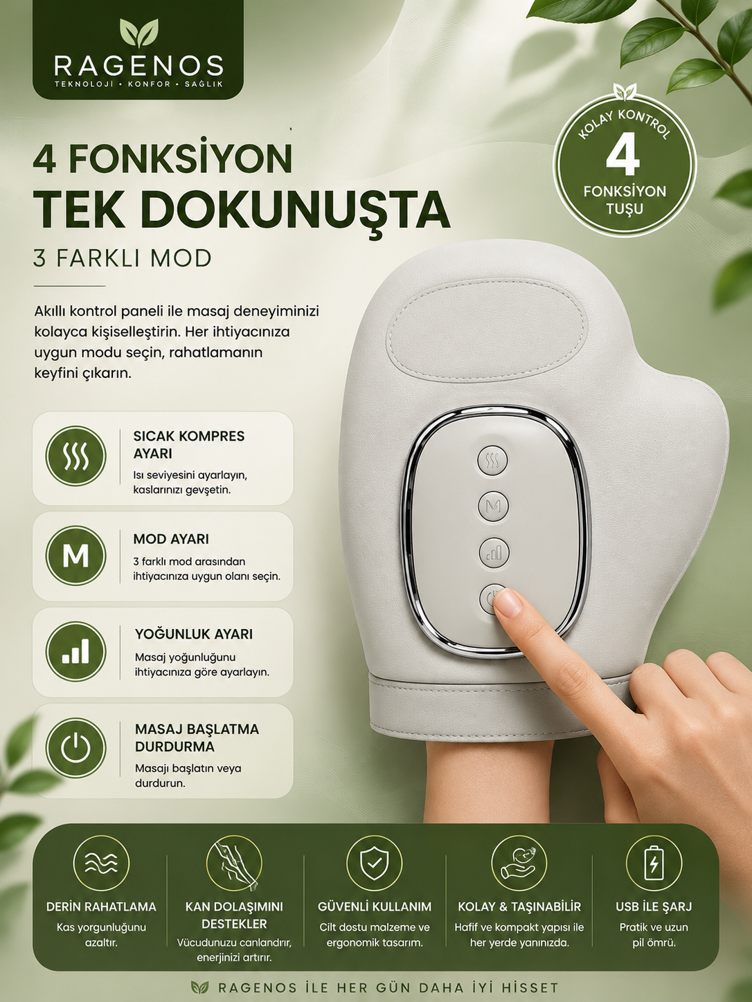 Ragenos SmartHand™ Akıllı El Masaj Cihazı