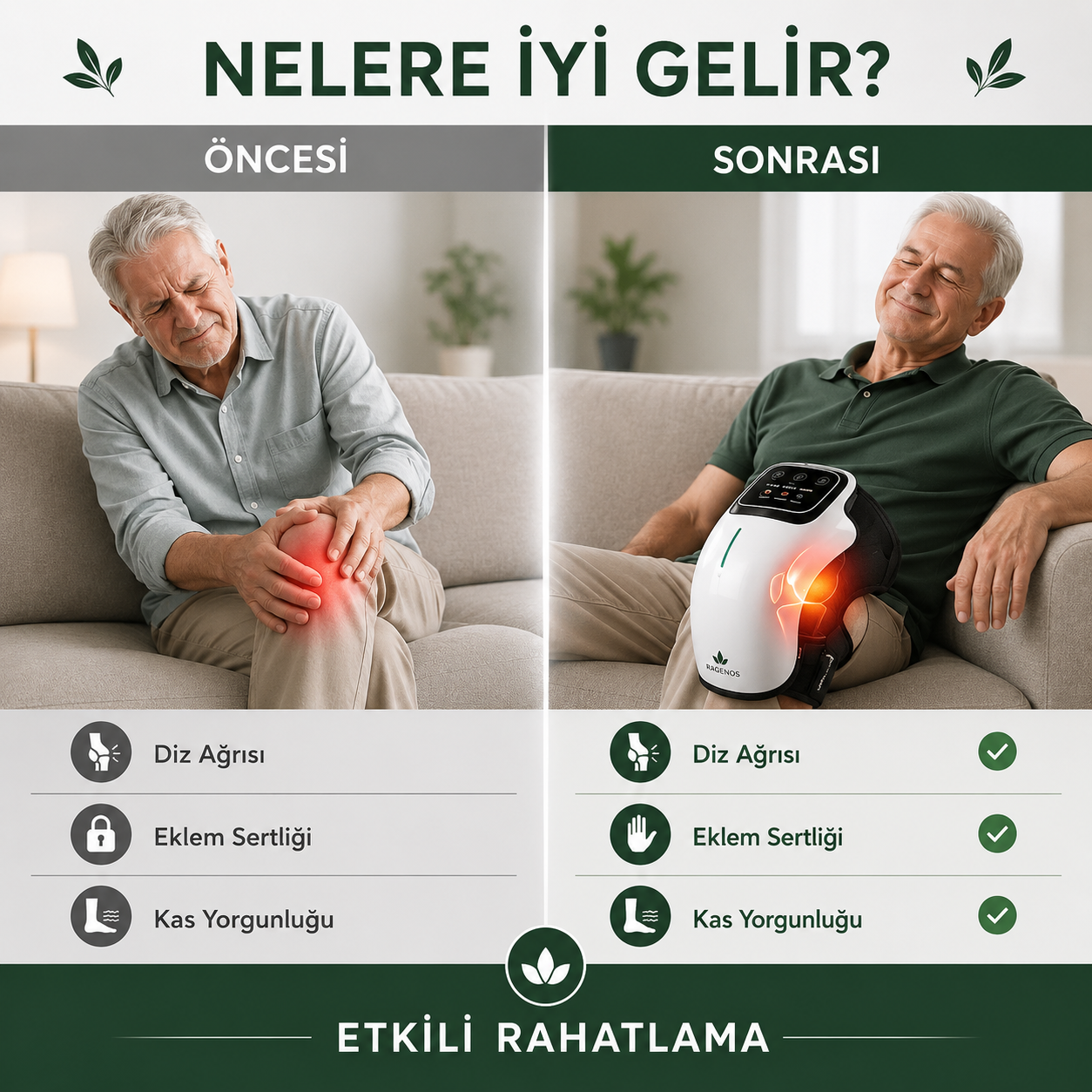 Ragenos™ KneePro Isıtmalı Akıllı Diz Masaj Aleti