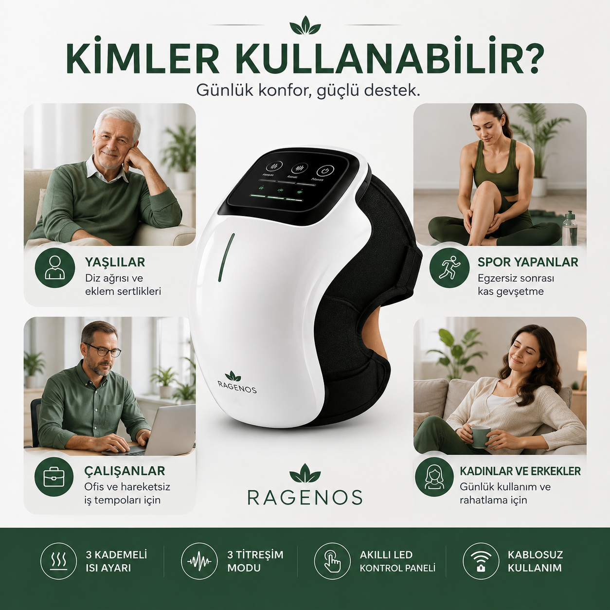 Ragenos™ KneePro Isıtmalı Akıllı Diz Masaj Aleti