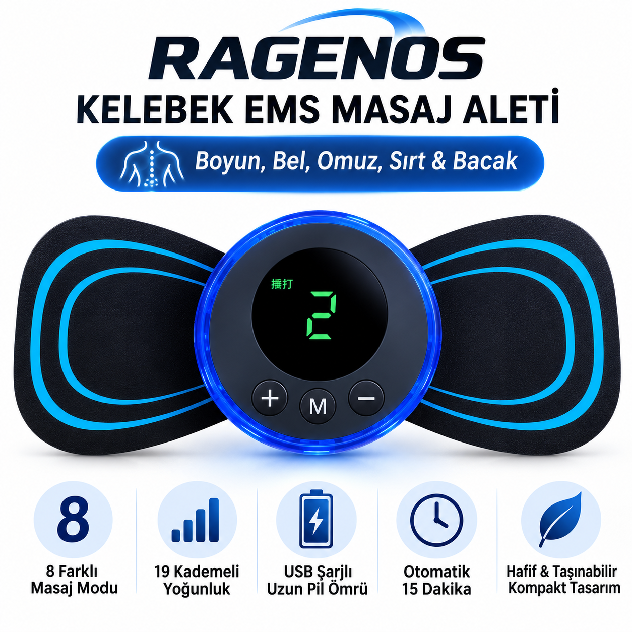 Ragenos Tüm Vücut Kelebek EMS Masaj Aleti