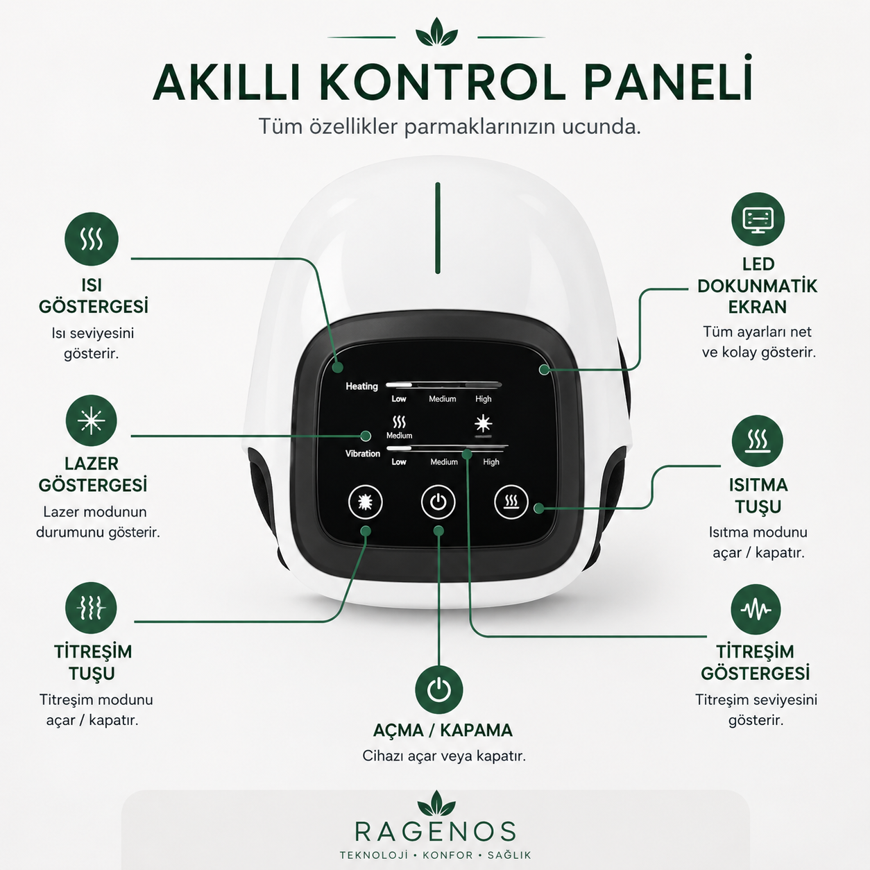 Ragenos™ KneePro Isıtmalı Akıllı Diz Masaj Aleti